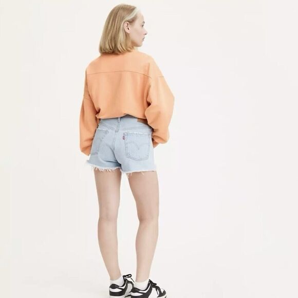 Levis 501 High Rise Denim Shorts Distressed Button Fly Light Wash Womens Size 30 - Picture 13 of 13